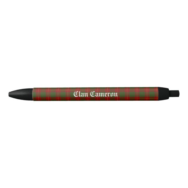 Clan Cameron Tartan Customisable Black Ink Pen (Front)