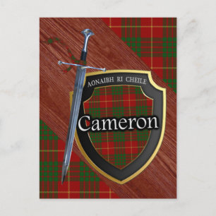 Clan Cameron Tartan Sword & Shield Postcard
