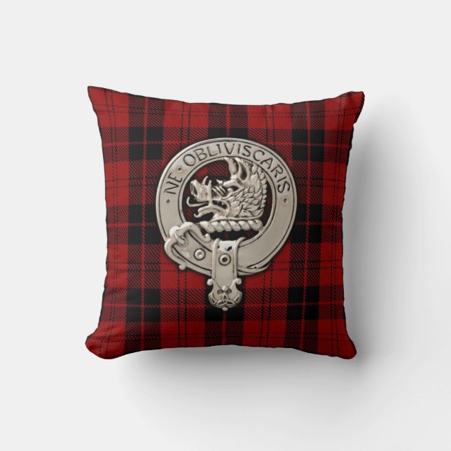Clan Campbell Crest & Armaddie Tartan Cushion (Front)