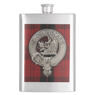 Clan Campbell Crest & Armaddie Tartan Hip Flask