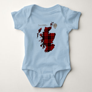 Clan Campbell Crest & Armaddie Tartan Map Baby Bodysuit