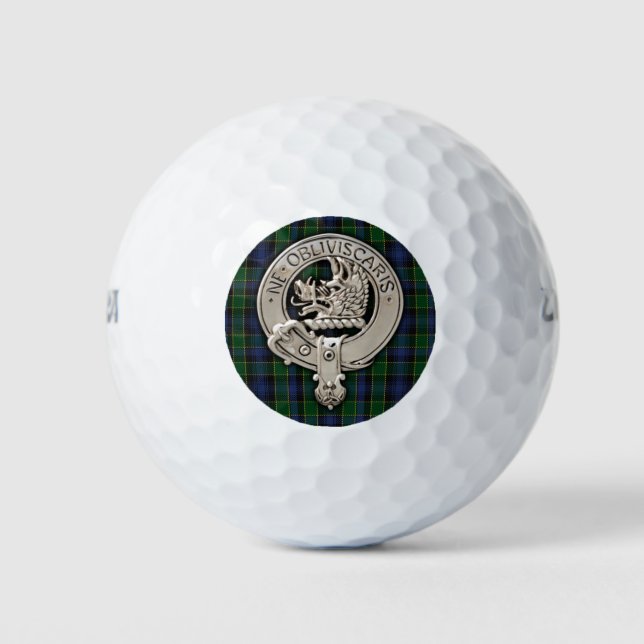 Clan Campbell Crest & Breadalbane Tartan Golf Balls (Front)
