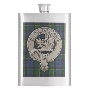 Clan Campbell Crest & Breadalbane Tartan Hip Flask