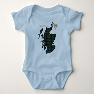 Clan Campbell Crest & Breadalbane Tartan Map Baby Bodysuit