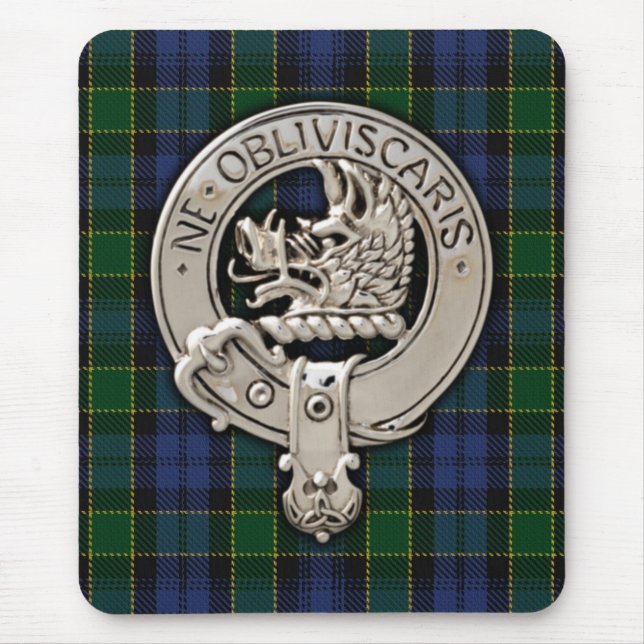 Clan Campbell Crest & Breadalbane Tartan Mouse Pad (Front)