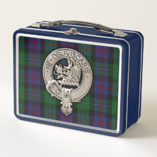 Clan Campbell Crest & Cawdor Tartan Metal Lunch Box
