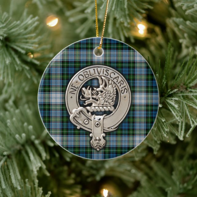 Clan Campbell Crest & Dress Tartan Ceramic Ornament (Tree)