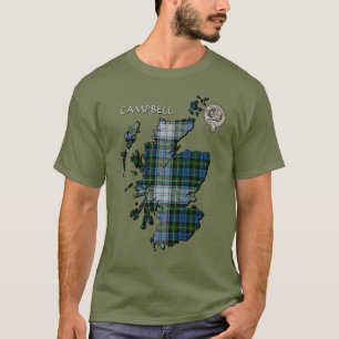 Clan Campbell Crest & Dress Tartan Map T-Shirt