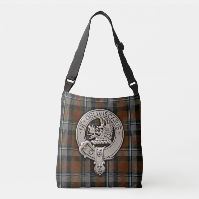 Clan Campbell Crest & Hunting Tartan Crossbody Bag (Front)