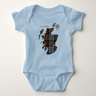 Clan Campbell Crest & Hunting Tartan Map Baby Bodysuit