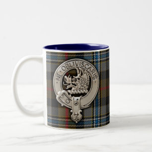 Clan Campbell Crest & Hunting Tartan Two-Tone Coffee Mug