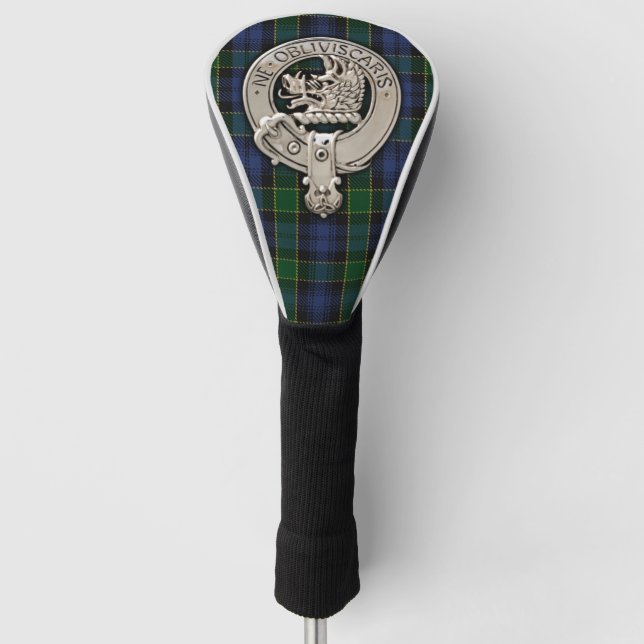 Clan Campbell Crest & Tartan Golf Head Cover (Front)