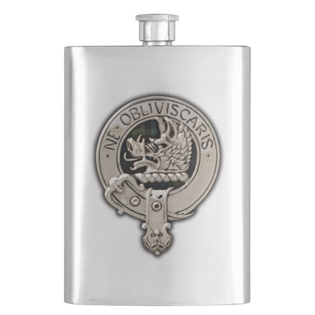 Clan Campbell Crest & Tartan Hip Flask (Front)