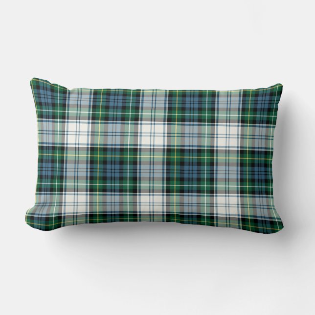Clan Campbell Dress Tartan Green and White Plaid Lumbar Cushion (Front)
