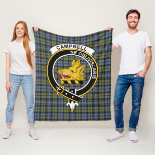 Clan Campbell Faded Tartan Plaid Fleece Blanket