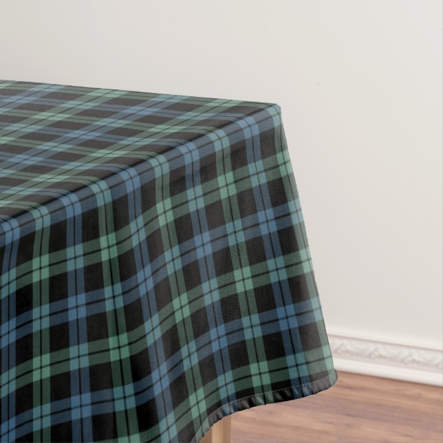 Clan Campbell Light Blue and Green Scottish Tartan Tablecloth (In Situ)