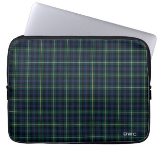 Clan Campbell of Argyll Tartan Blue Plaid Monogram Laptop Sleeve