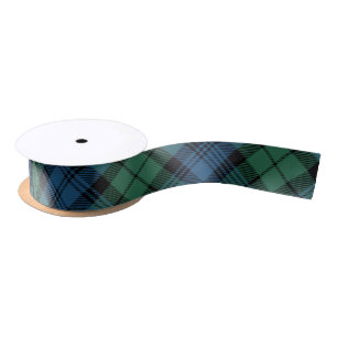 Clan Campbell Plaid Blue Green Tartan Satin Ribbon