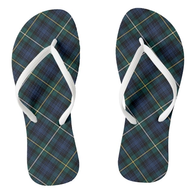 Clan Campbell Tartan Blue and Green Plaid Thongs (Footbed)