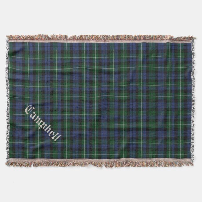 Clan Campbell Tartan Plaid Custom Throw Blanket (Front)