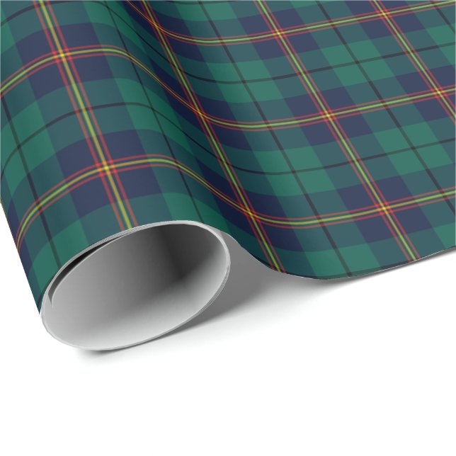 Clan Carmichael Tartan Dark Green Plaid Wrapping Paper (Roll Corner)