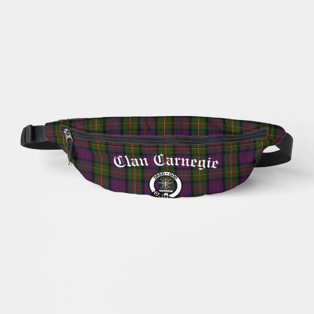 Clan Carnegie Crest Badge and Tartan  Bum Bags (Front)
