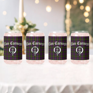 Clan Carnegie Crest Badge and Tartan Can Glass