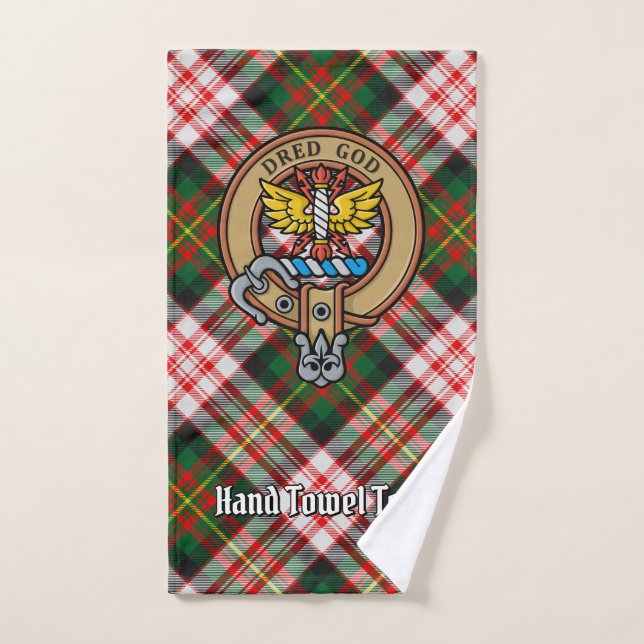 Clan Carnegie Crest over Dress Tartan Bath Towel Set (Hand Towel)