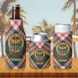 Clan Carnegie Crest over Dress Tartan Bottle Cooler