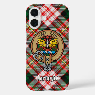 Clan Carnegie Crest over Dress Tartan iPhone 16 Case