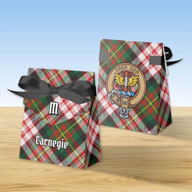 Clan Carnegie Crest over Dress Tartan Favour Box (Creator Uploaded)