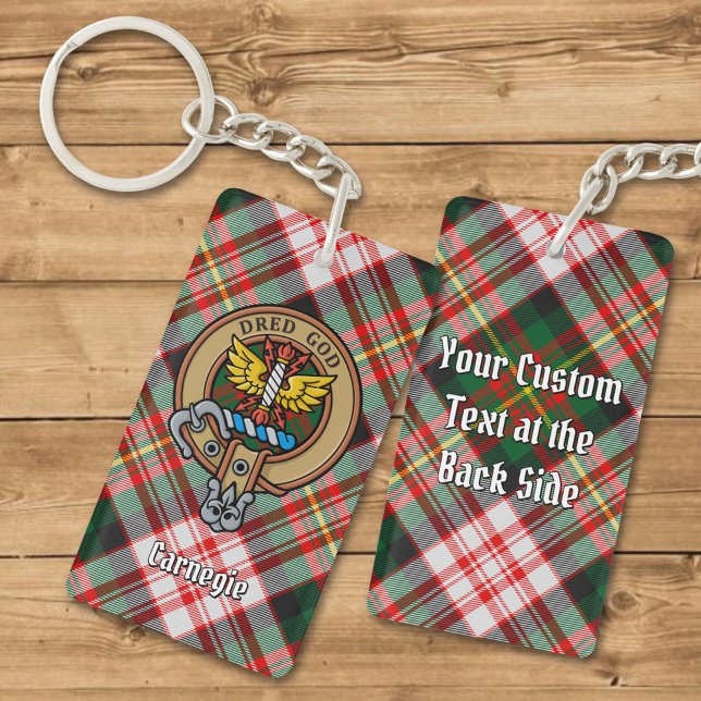 Clan Carnegie Crest over Dress Tartan Key Ring (Creator Uploaded)