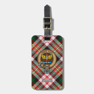 Clan Carnegie Crest over Dress Tartan Luggage Tag