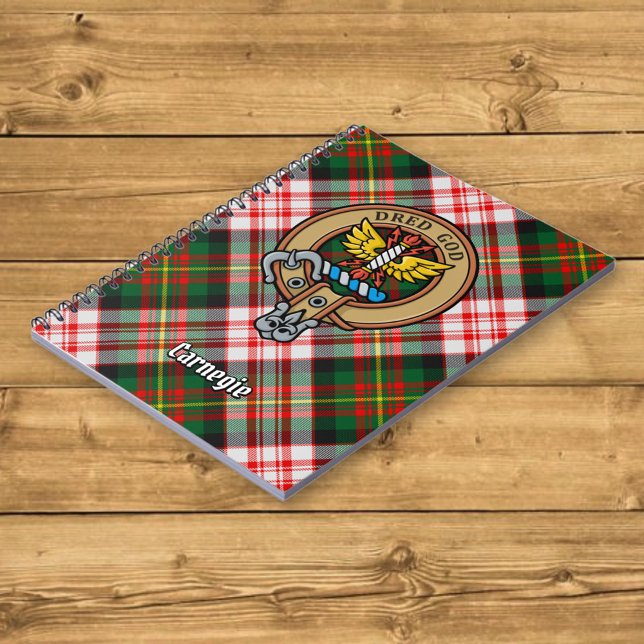 Clan Carnegie Crest over Dress Tartan Notebook (Creator Uploaded)