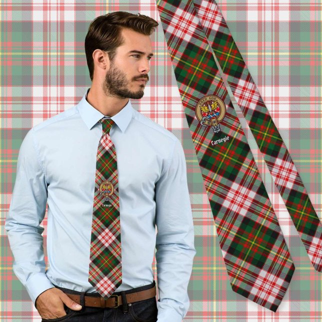 Clan Carnegie Crest over Dress Tartan Tie (Creator Uploaded)