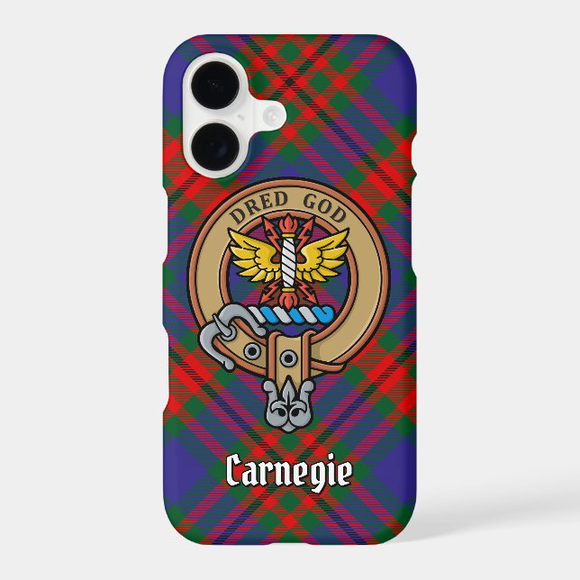 Clan Carnegie Crest over Tartan (Back)