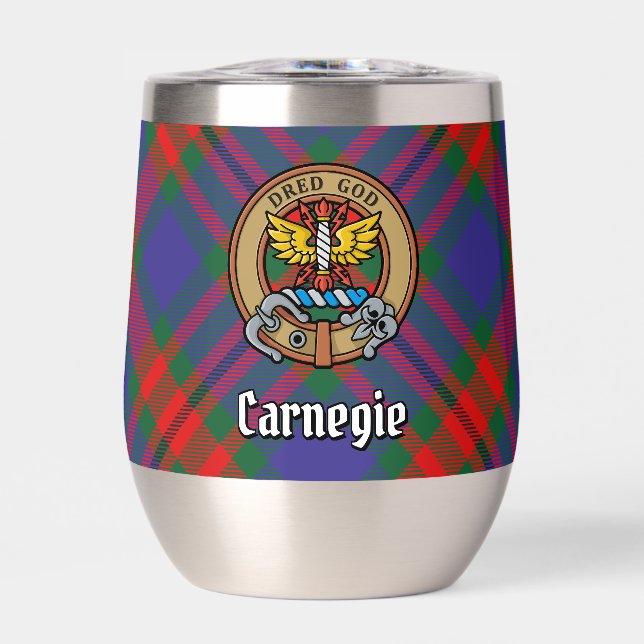 Clan Carnegie Crest over Tartan (Front)