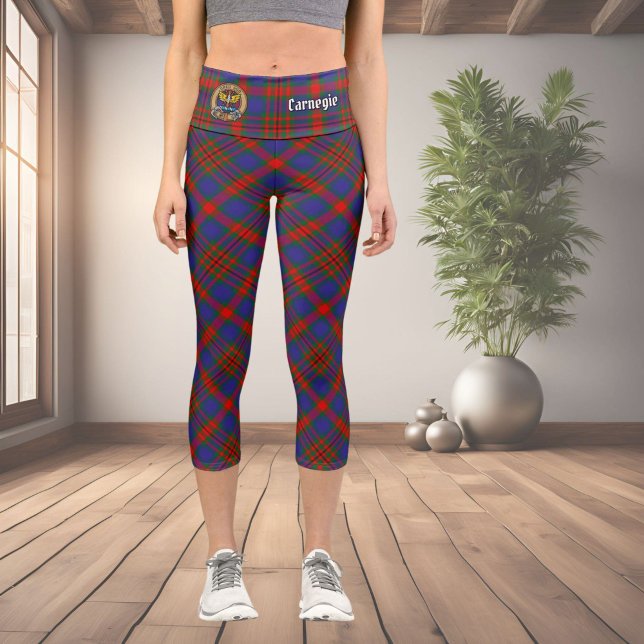 Clan Carnegie Crest over Tartan Capri Leggings (Creator Uploaded)