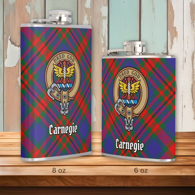 Clan Carnegie Crest over Tartan Hip Flask (Creator Uploaded)