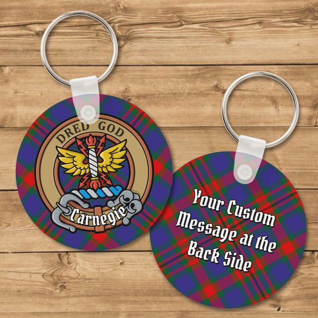 Clan Carnegie Crest over Tartan Key Ring (Creator Uploaded)
