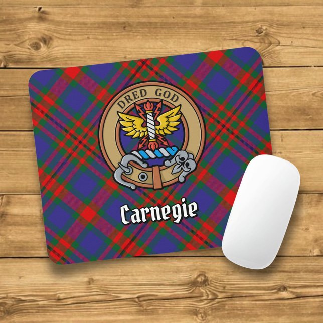 Clan Carnegie Crest over Tartan Mouse Pad (Creator Uploaded)