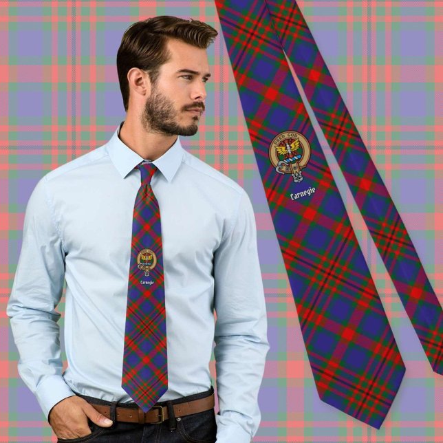Clan Carnegie Crest over Tartan Tie (Creator Uploaded)
