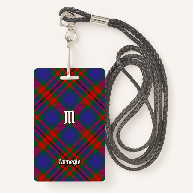 Clan Carnegie Tartan ID Badge (Front with Lanyard)