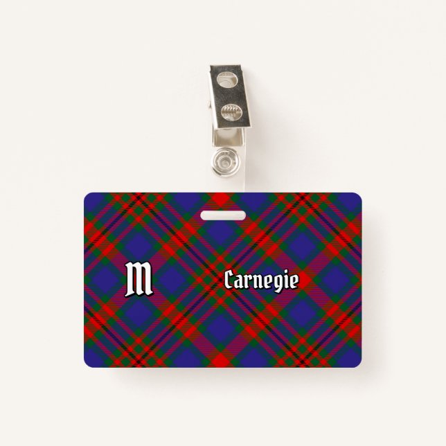 Clan Carnegie Tartan ID Badge (Front with Clip)