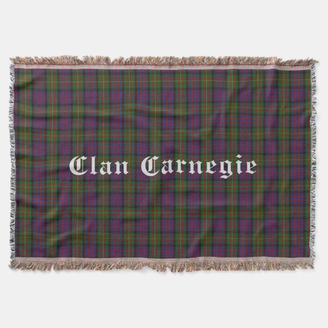 Clan Carnegie Tartan Throw Blanket (Front)