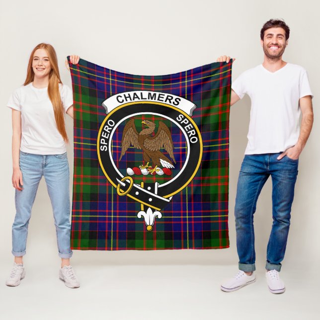Clan Chalmers Tartan Plaid Fleece Blanket (In Situ)