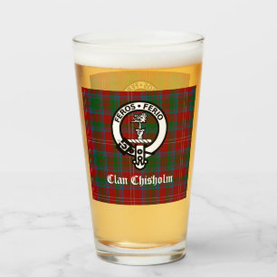 Clan Chisholm Tartan & Crest Badge   Glass