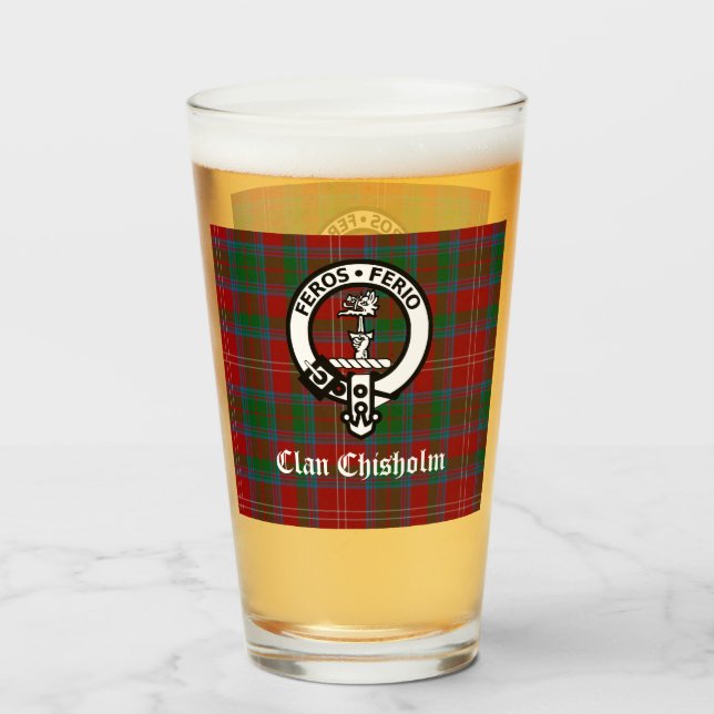 Clan Chisholm Tartan & Crest Badge   Glass (Front Filled)