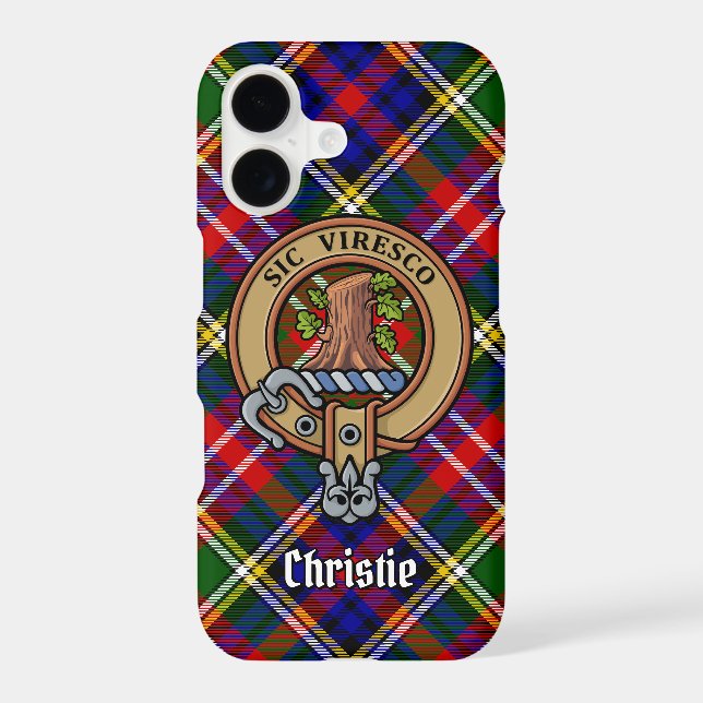 Clan Christie Crest over Tartan (Back)
