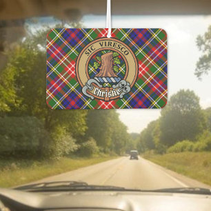 Clan Christie Crest over Tartan Car Air Freshener
